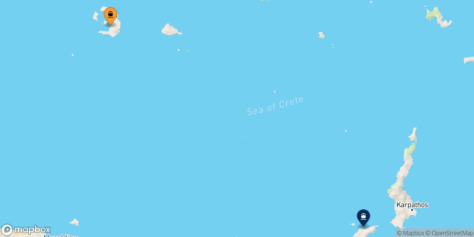 Thira (Santorini) Kasos route map