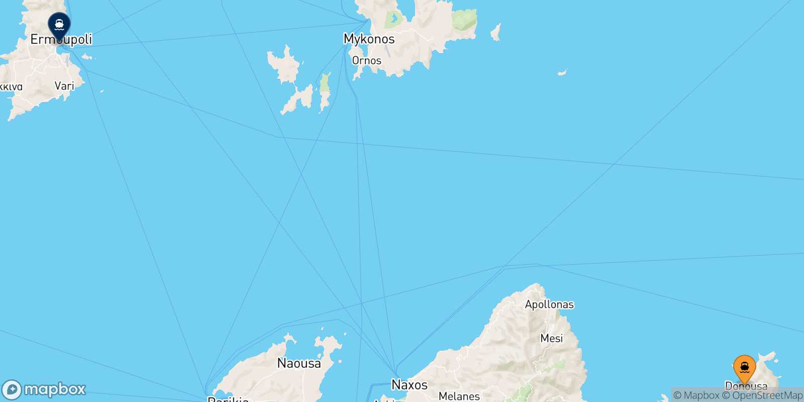 Donoussa Syros route map