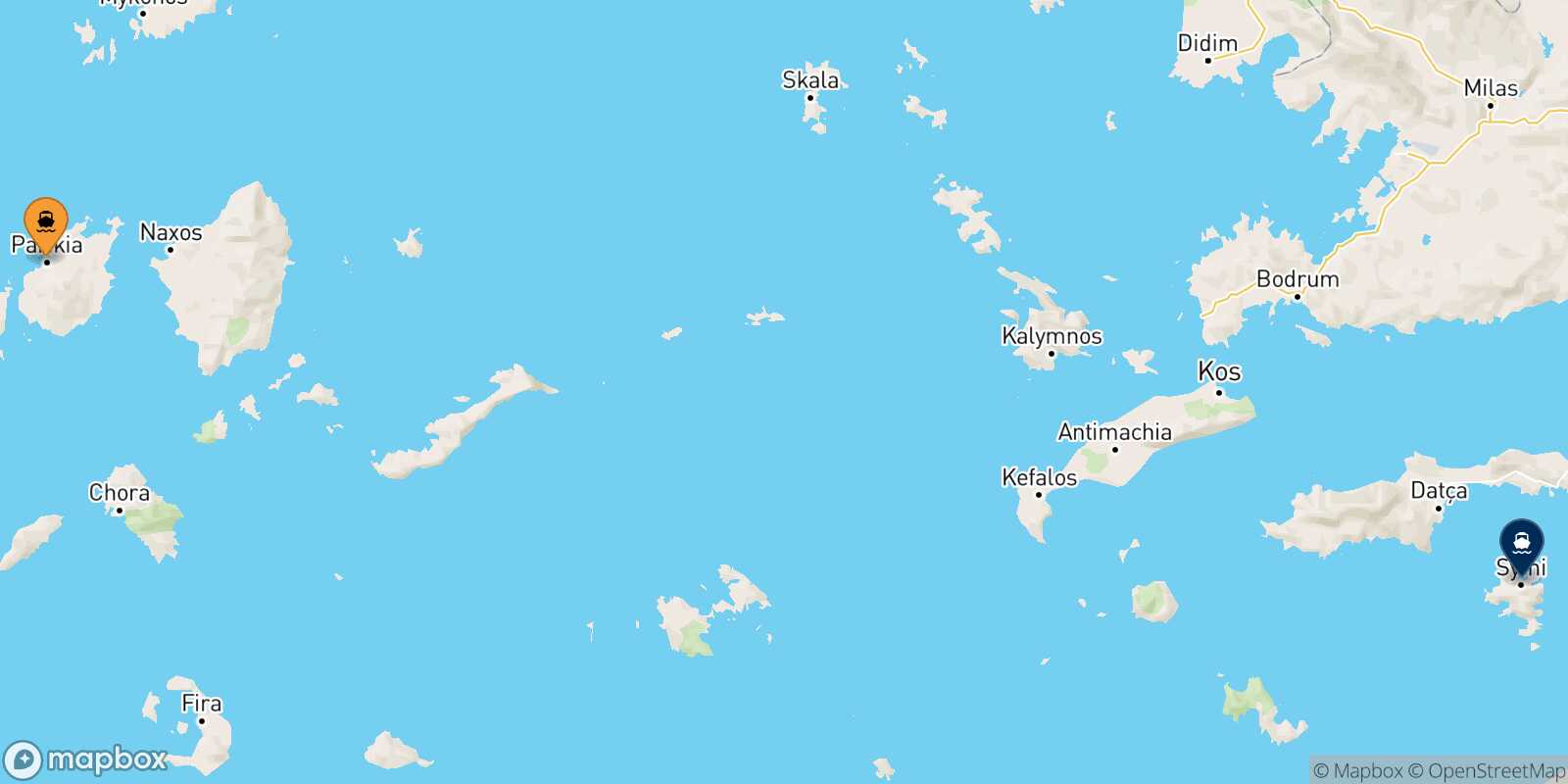 Paros Symi route map