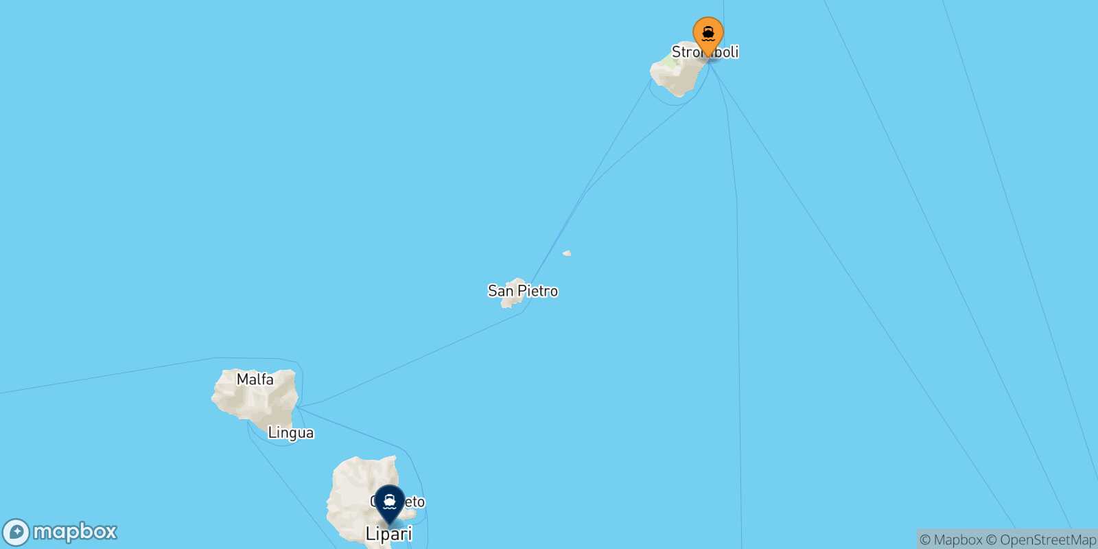 Stromboli Lipari route map