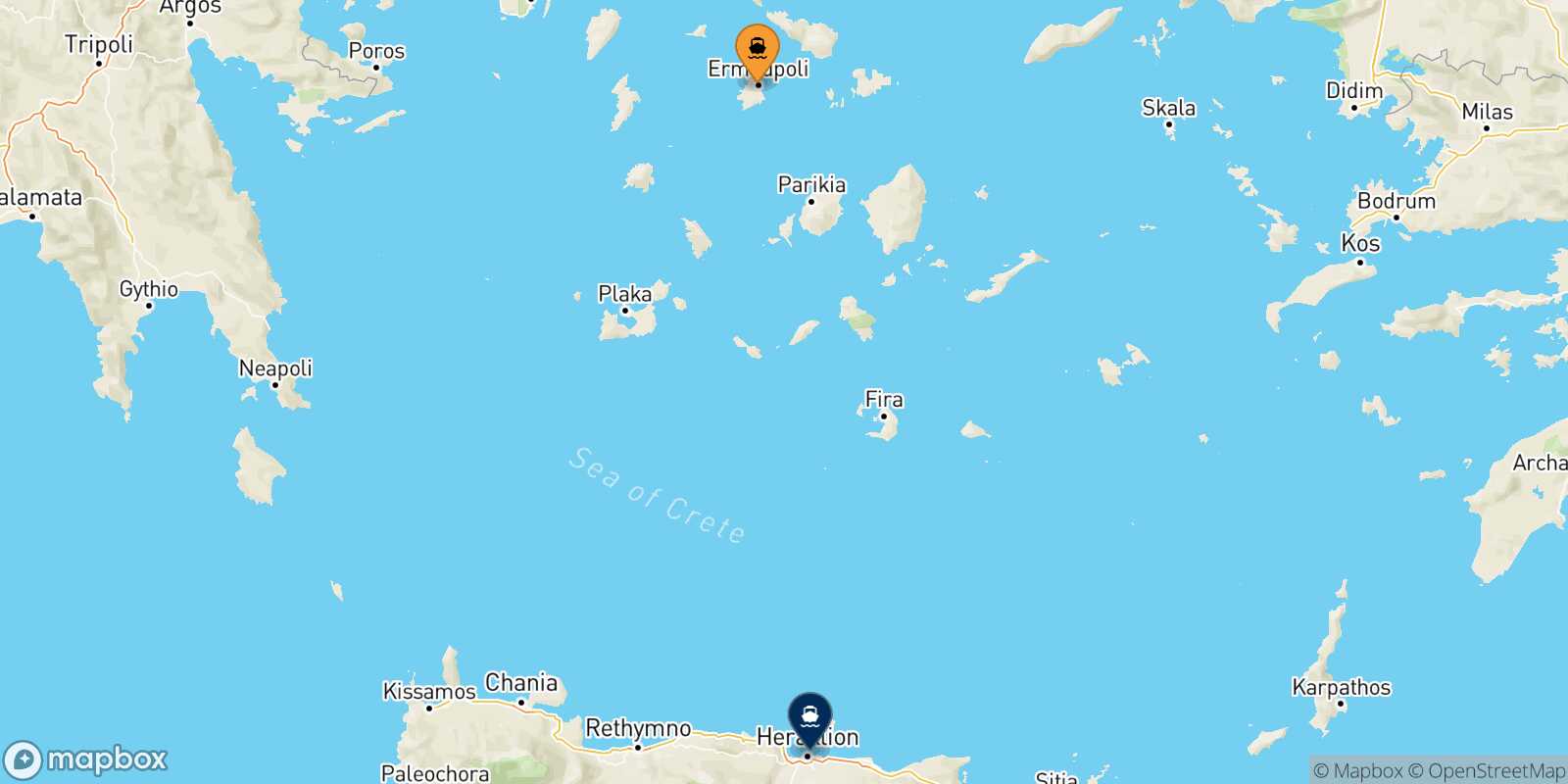Syros Heraklion route map