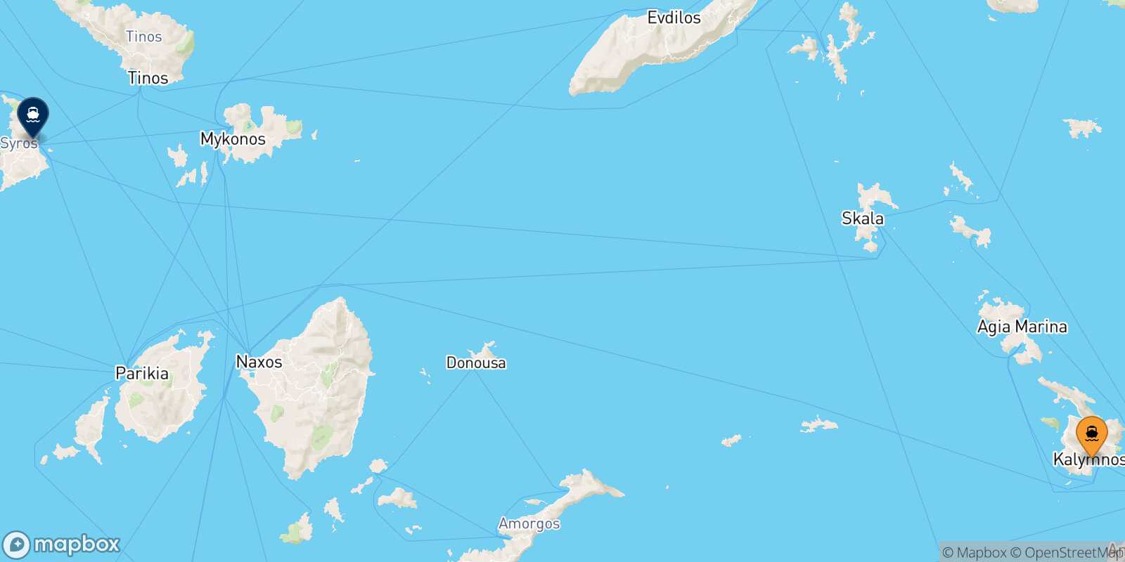 Kalymnos Syros route map