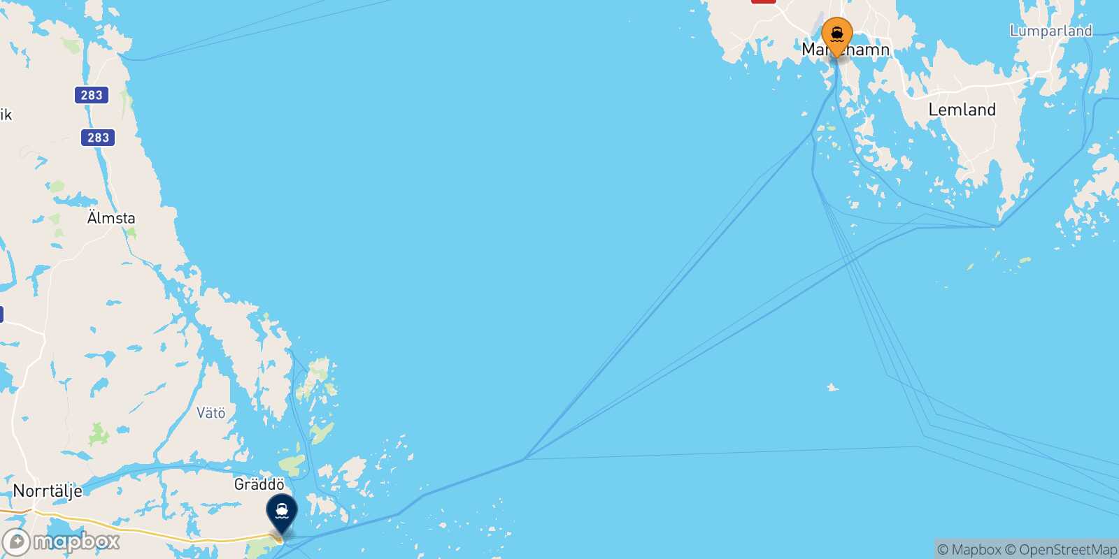 Mariehamn Kapellskar route map