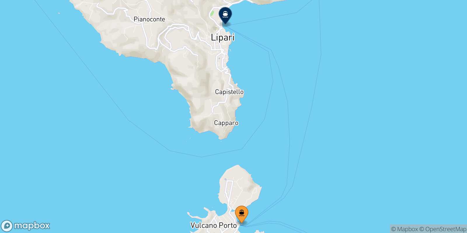 Vulcano Lipari route map