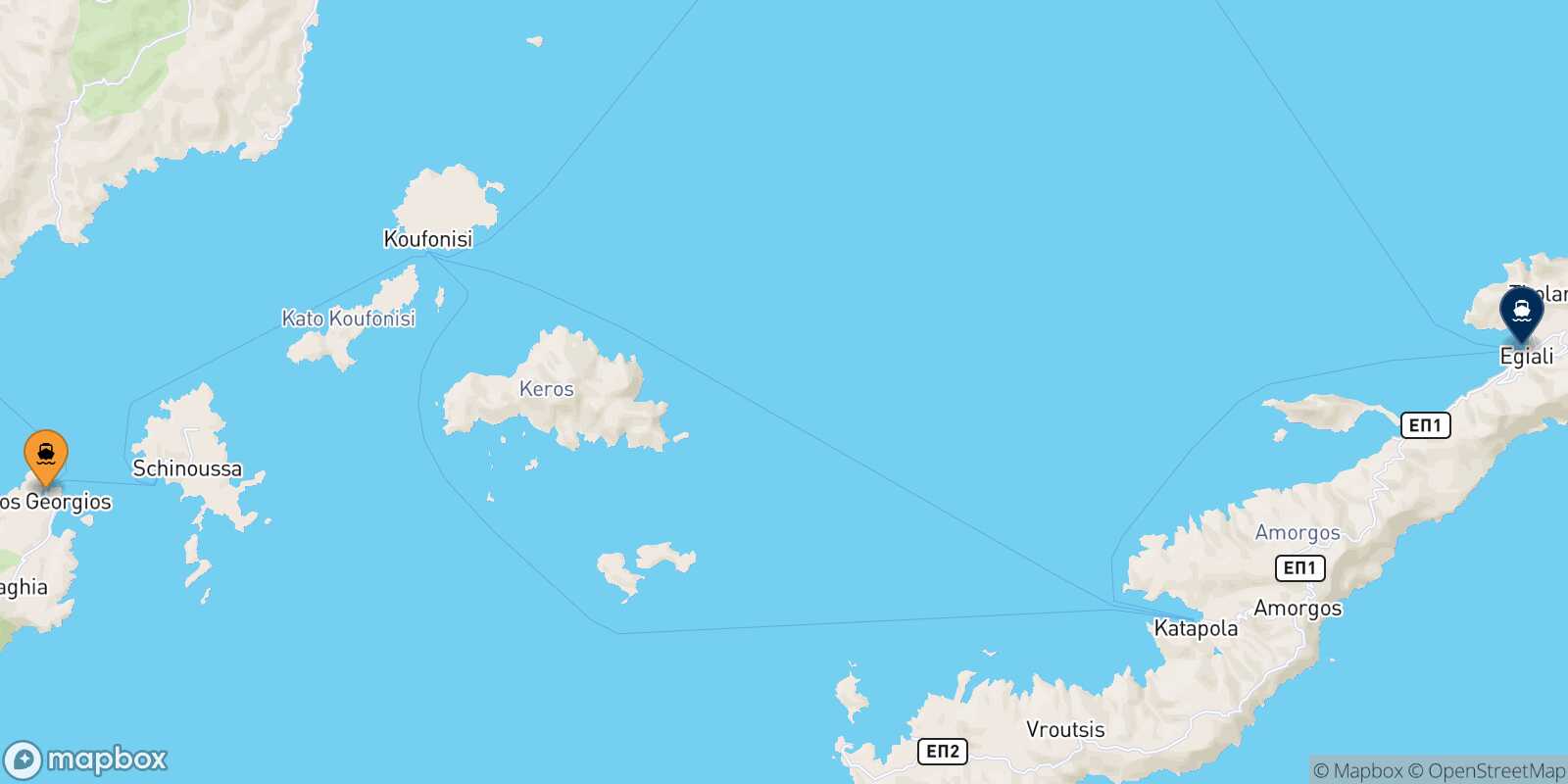 Iraklia Aegiali (Amorgos) route map