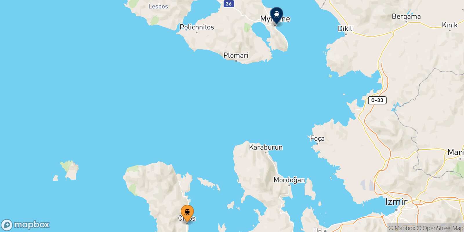 Mesta Chios Mytilene (Lesvos) route map