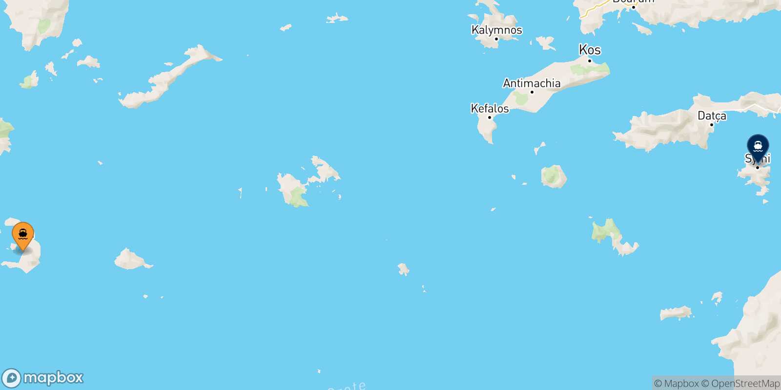 Thira (Santorini) Symi route map