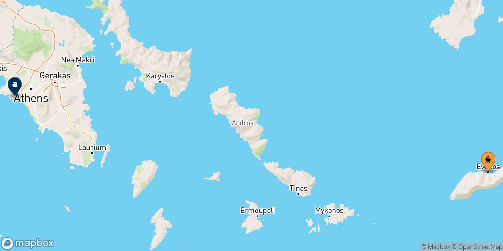 Evdilos (Ikaria) Piraeus route map