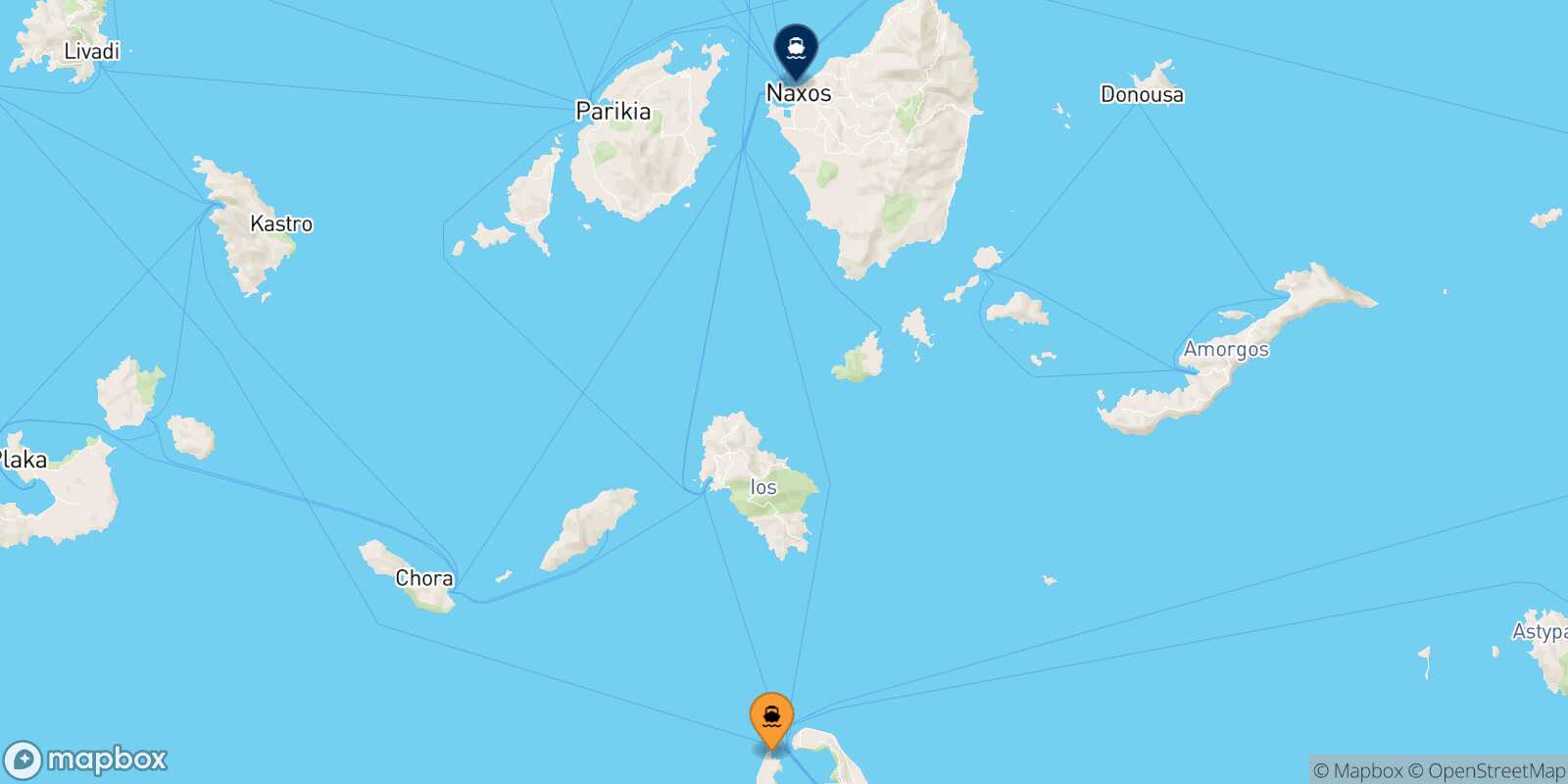 Thirassia Naxos route map