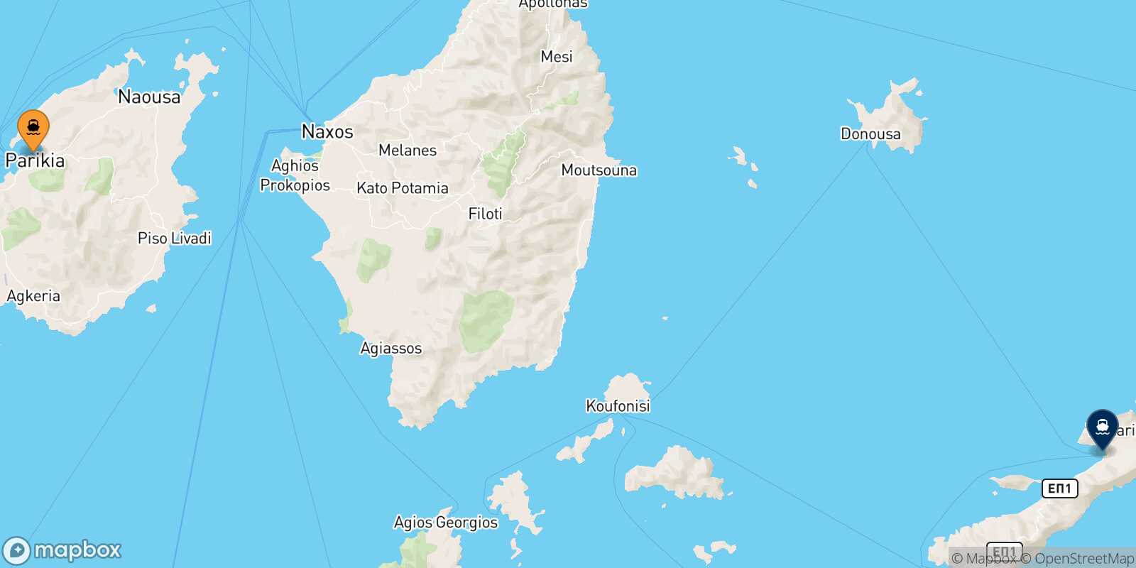 Paros Aegiali (Amorgos) route map