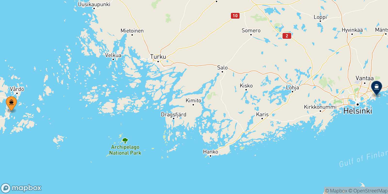 Långnäs Helsinki route map