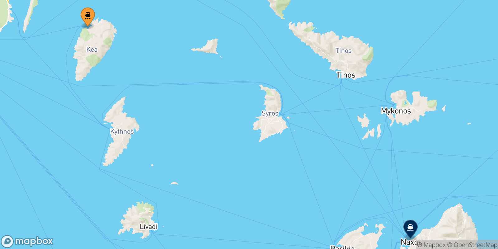 Kea Naxos route map