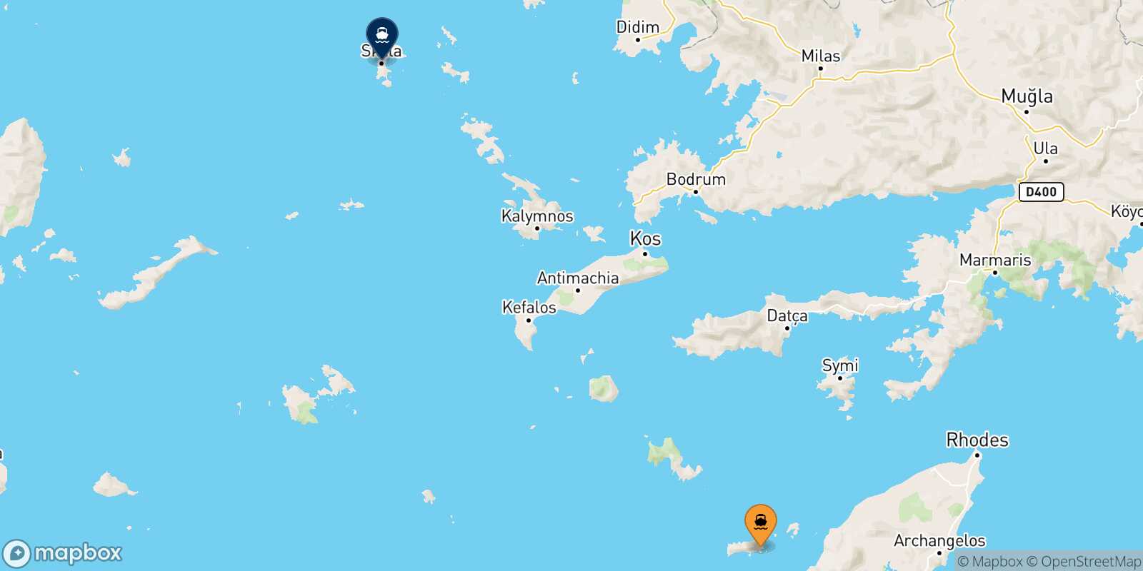 Chalki Patmos route map