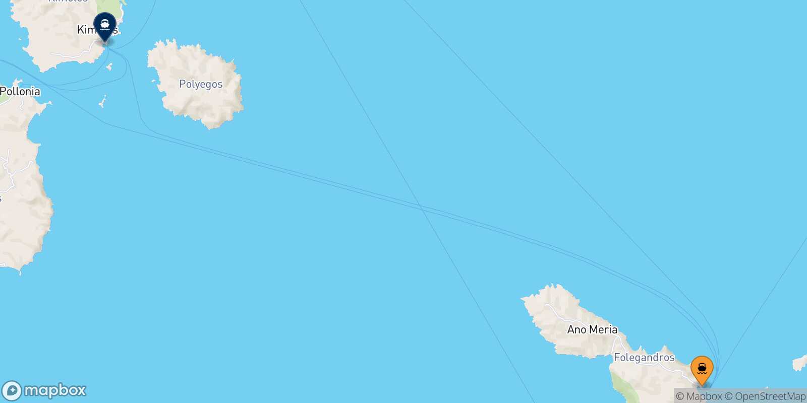 Folegandros Kimolos route map