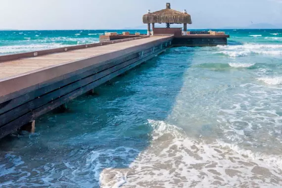 Pier on the beach in Cesme, Turkey.