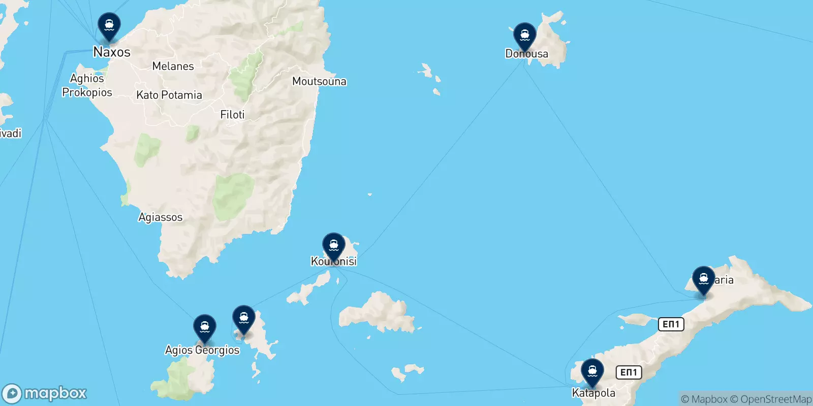 Mikres Kyklades N.e. destinations map