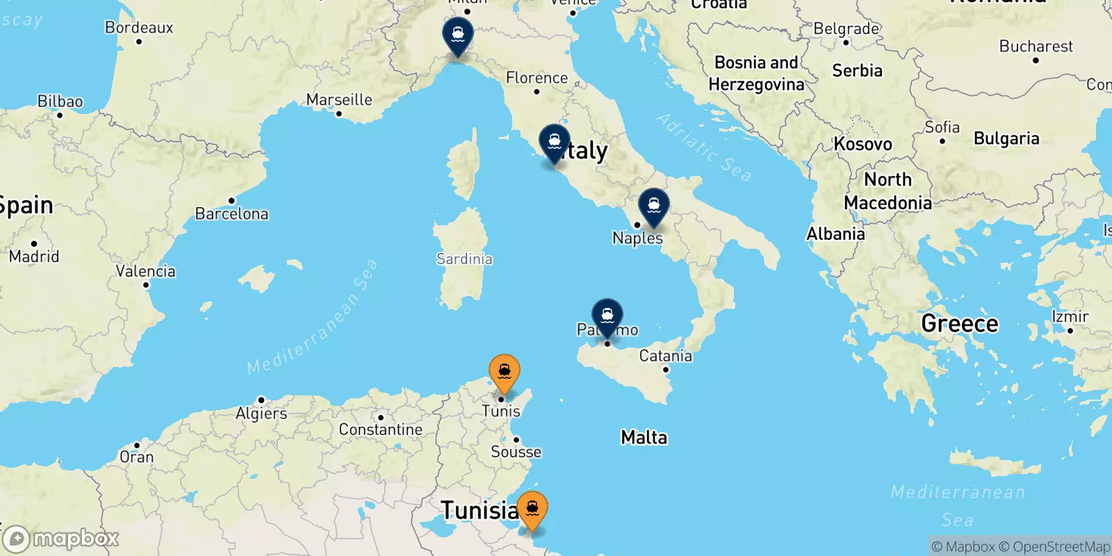 Ferries from Tunisia to Italy