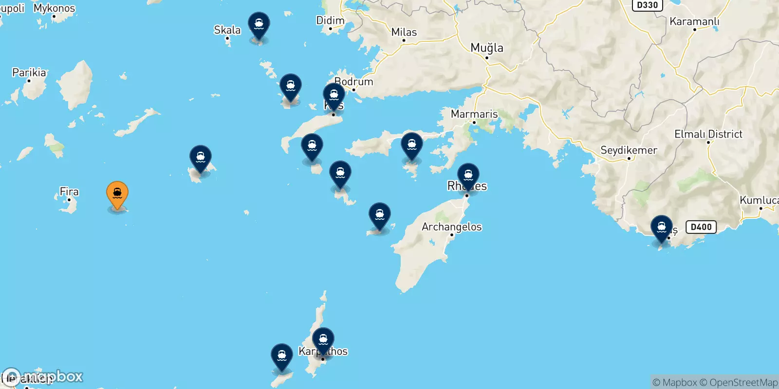 Ferries from Anafi to the Dodecanese Islands