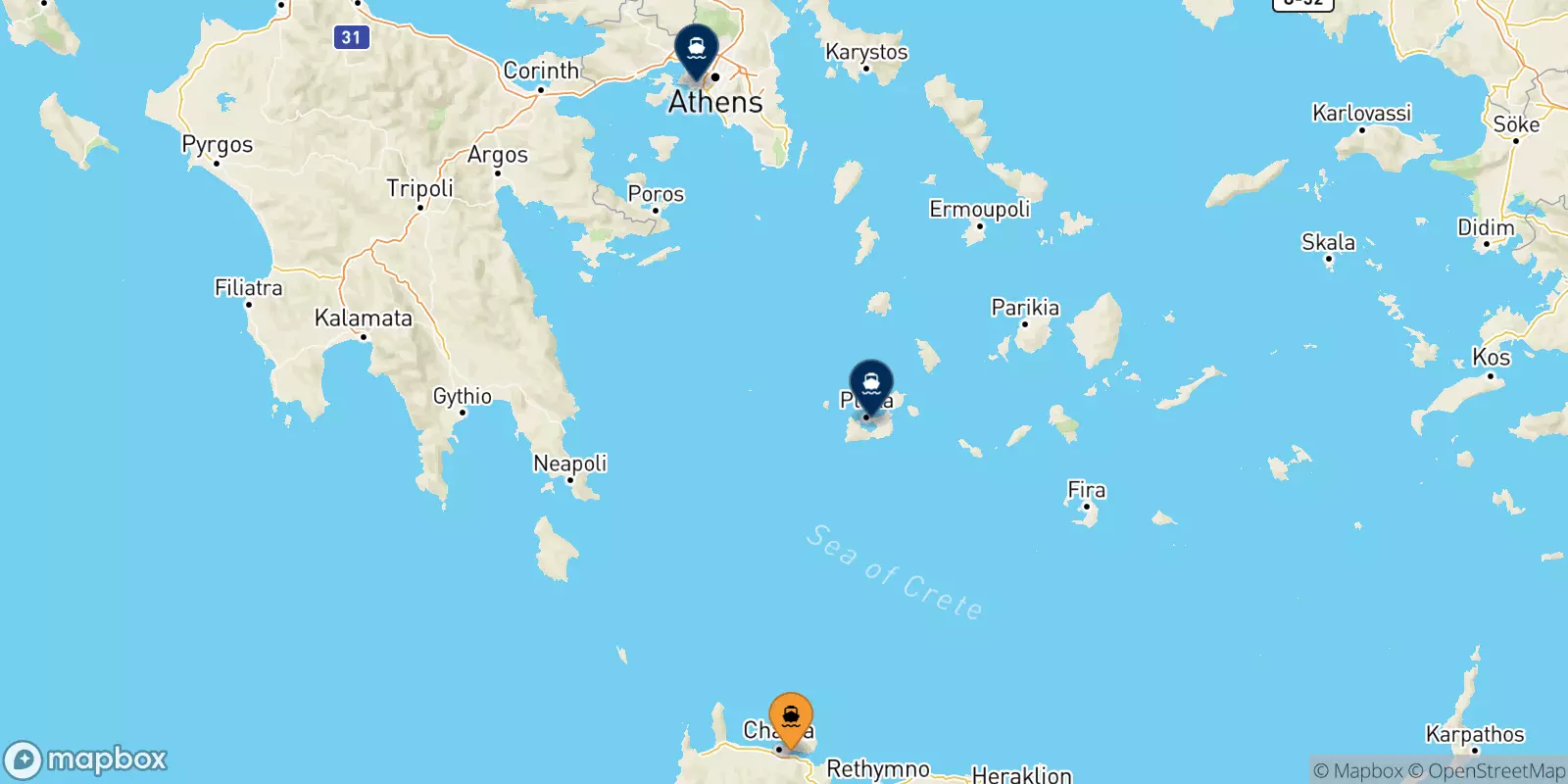 Ferries from Chania to Greece