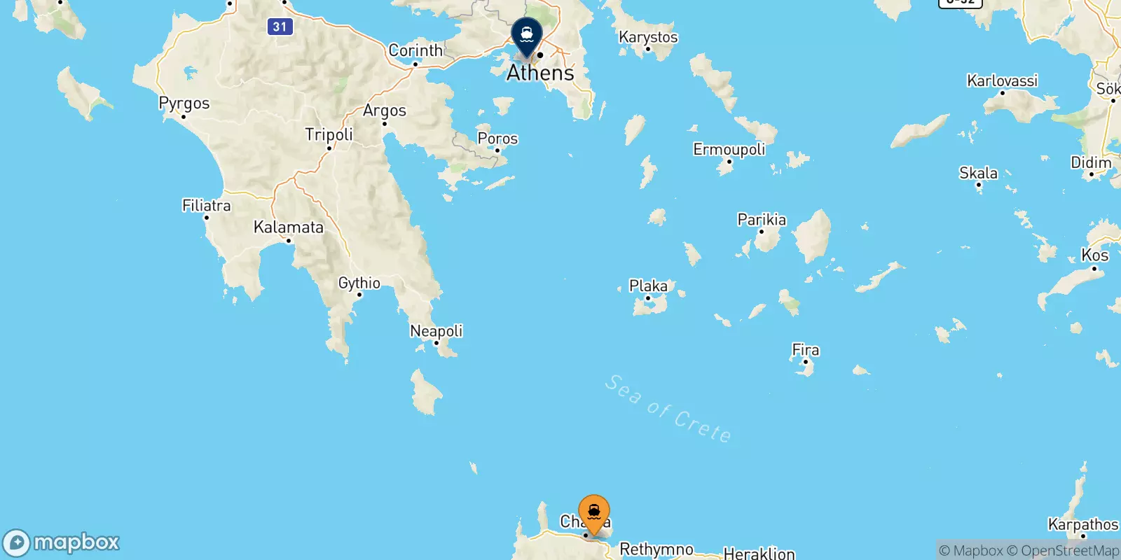 Ferries from Chania to Piraeus