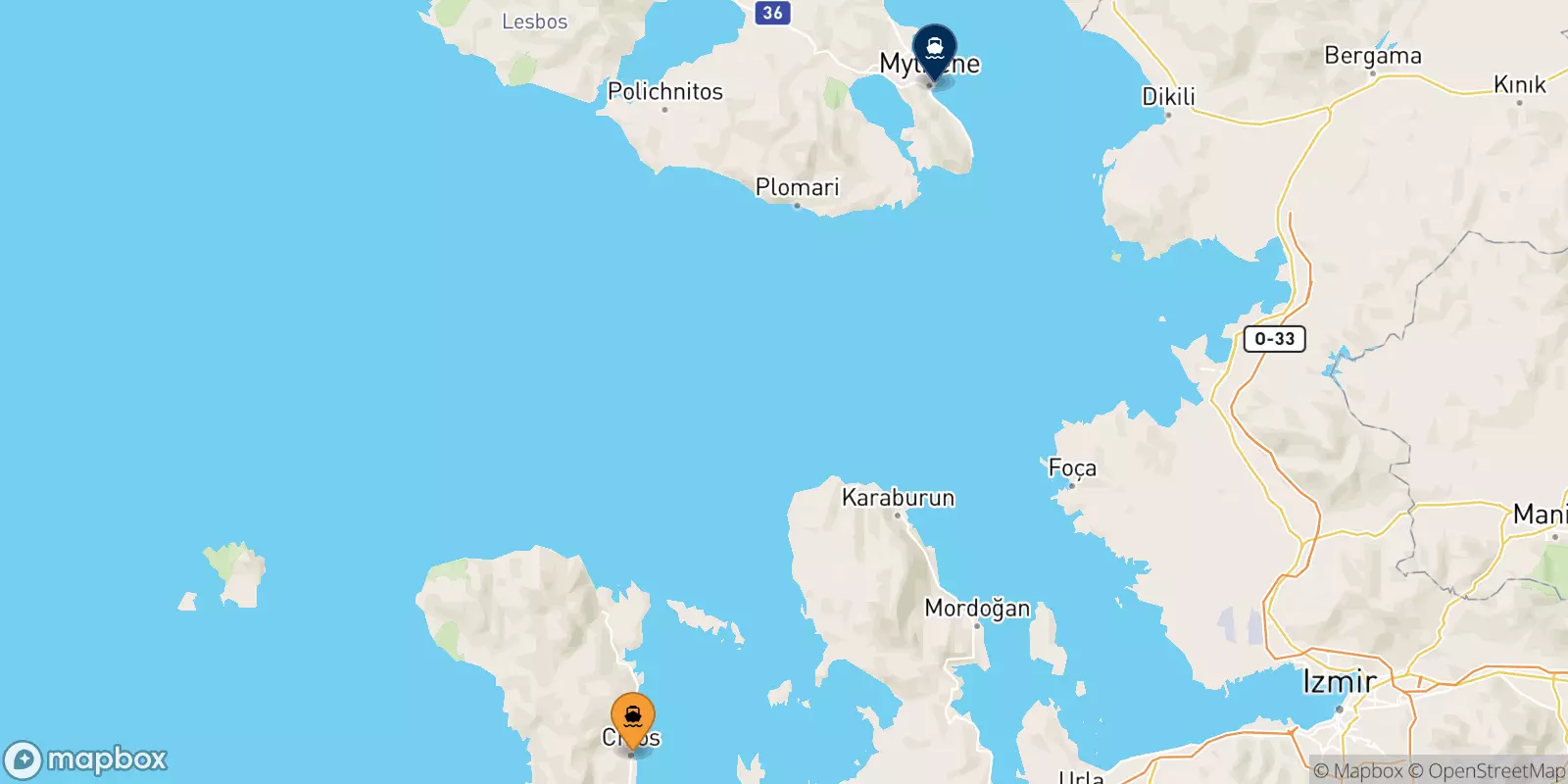 Ferries from Chios to Mytilene (Lesvos)