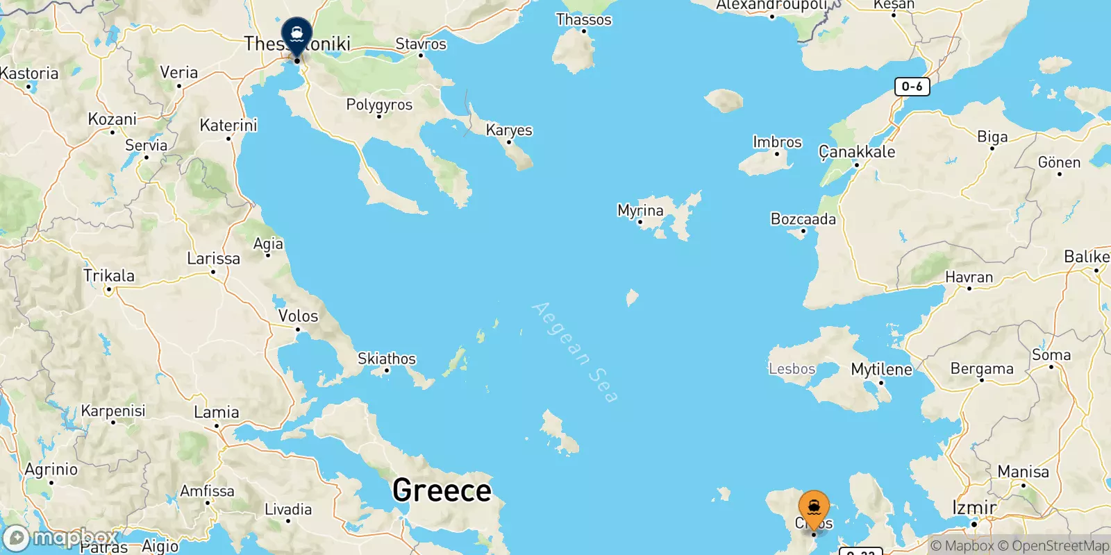 Ferries from Chios to Thessaloniki