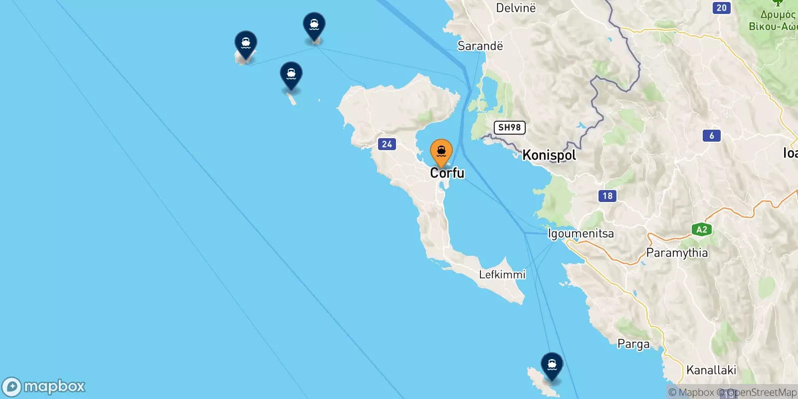 Ferries from Corfu to the Ionian Islands