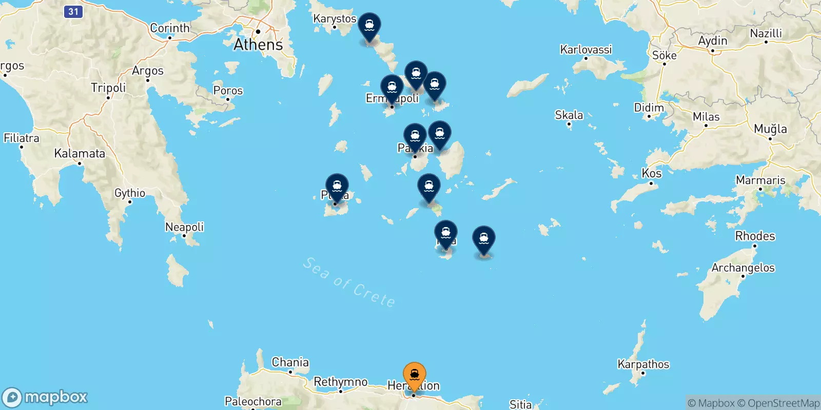 Ferries from Heraklion to the Cyclades Islands