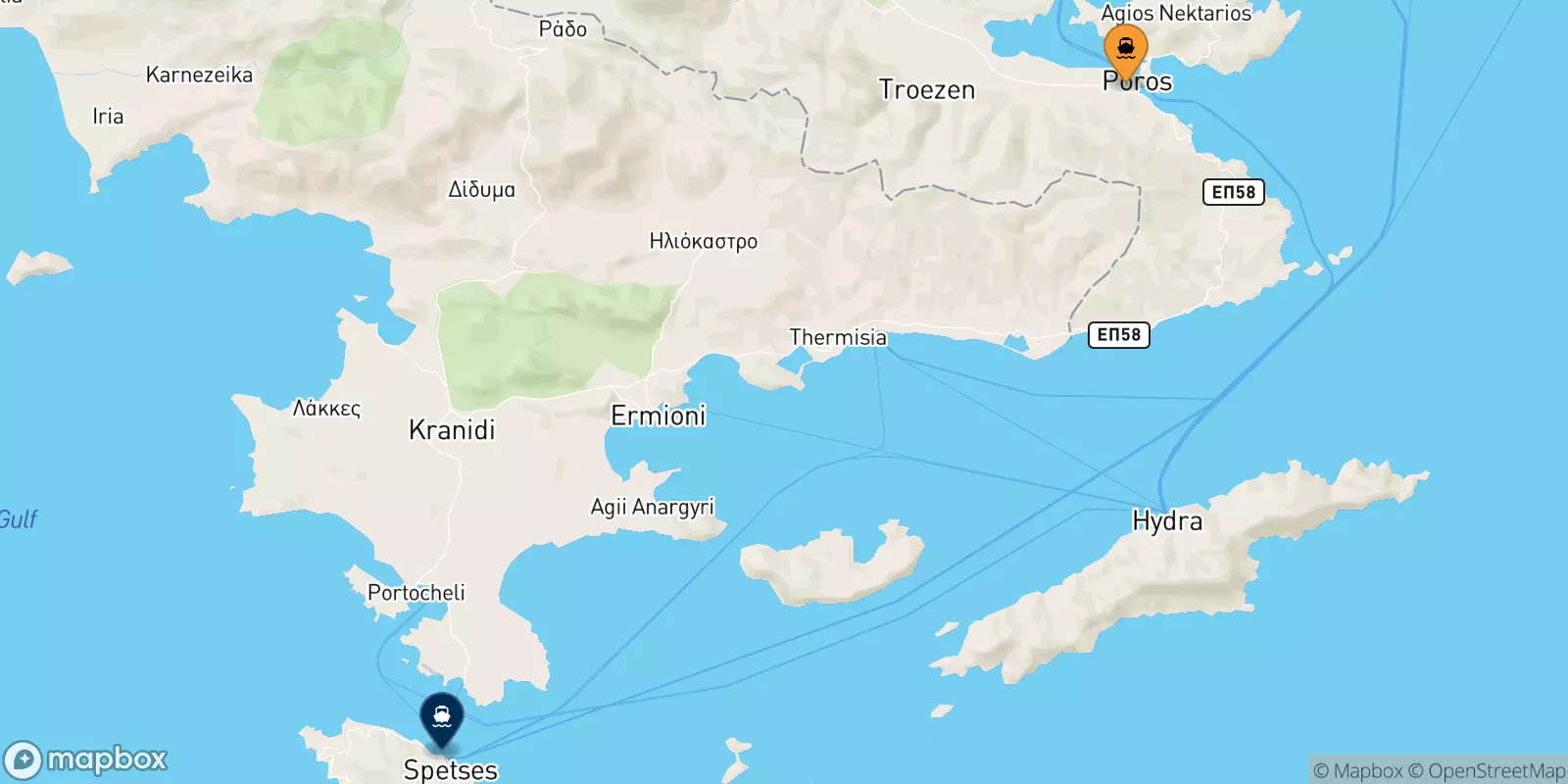 Ferries from Hydra to Spetses