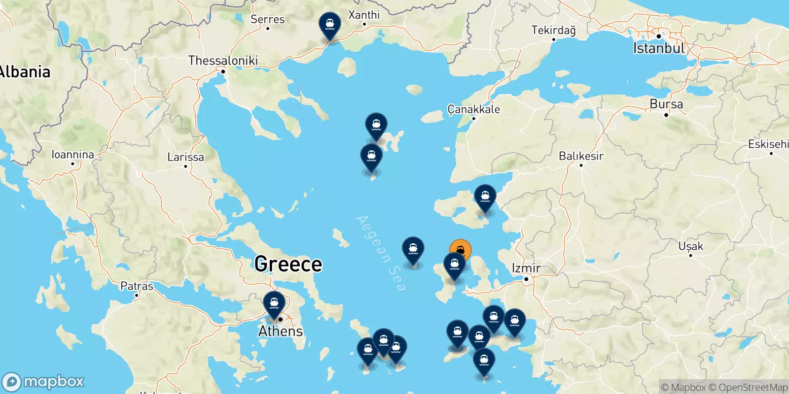 Ferries from Inousses to Greece