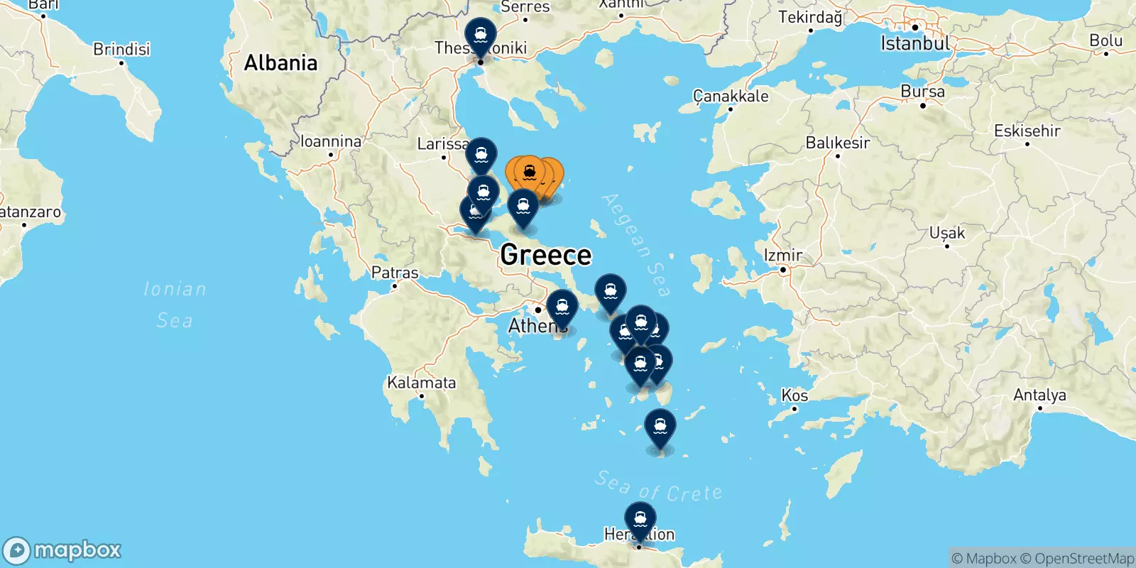 Ferries from the Sporades Islands to Greece