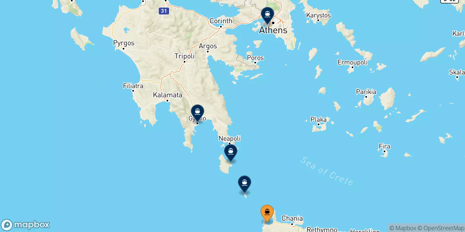 Ferries from Kissamos to Greece