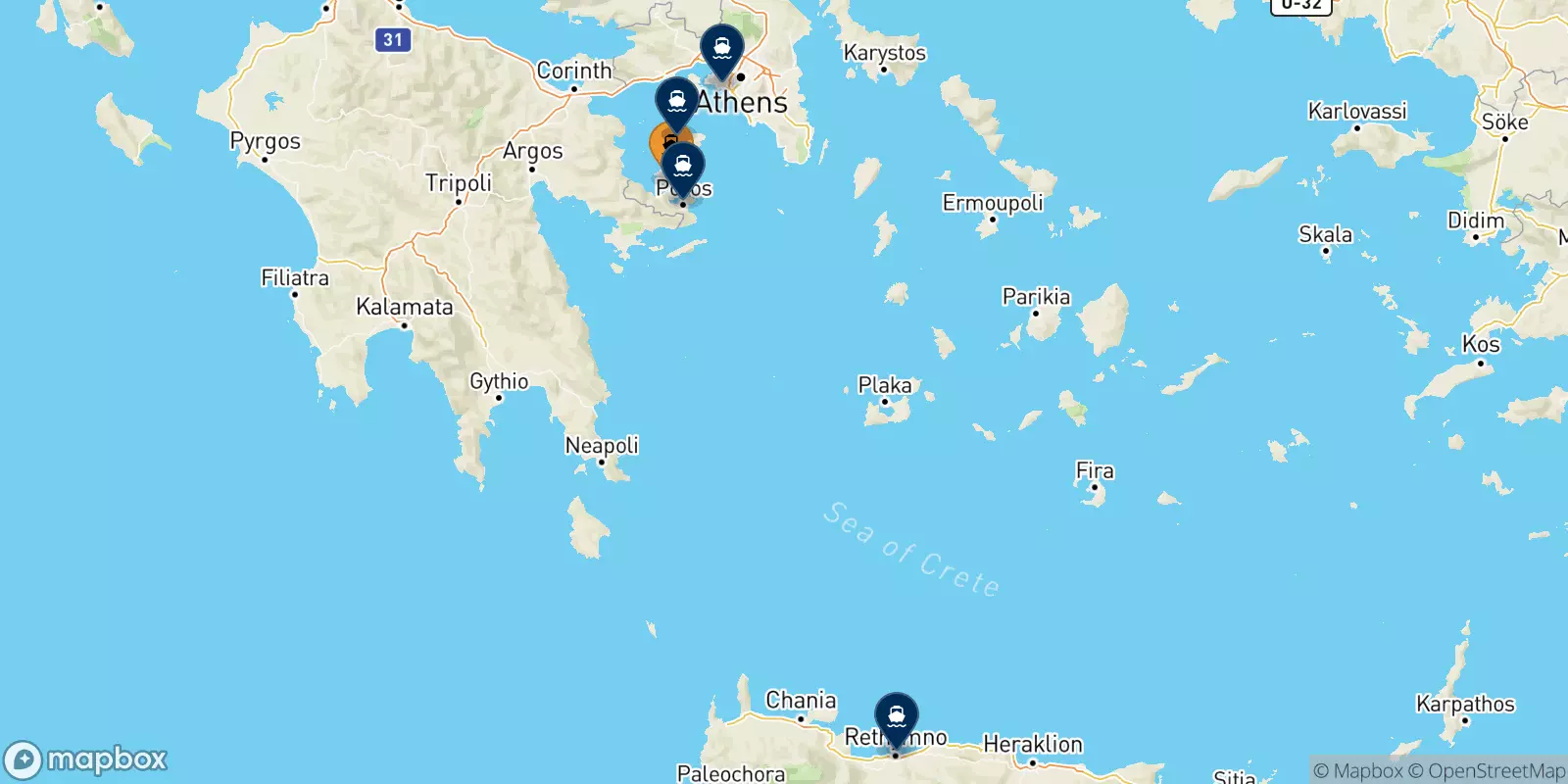 Ferries from Methana to Greece