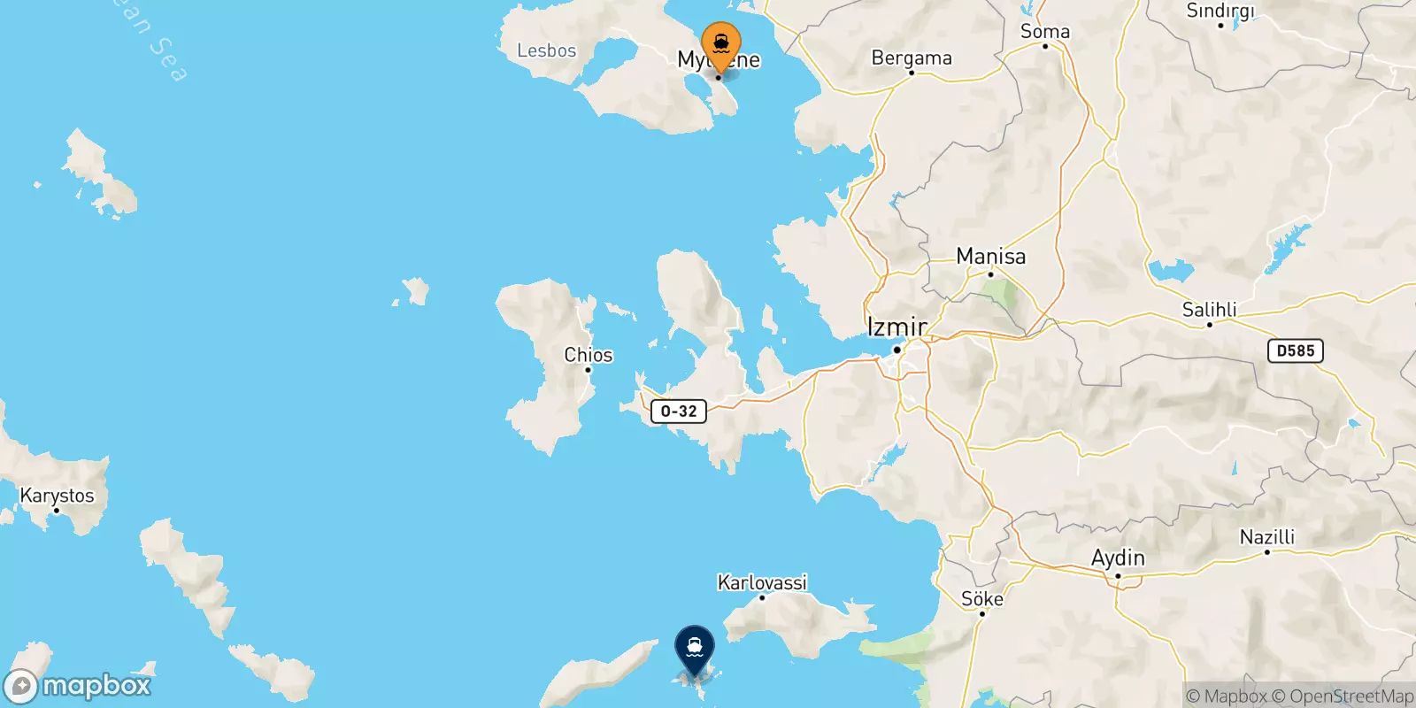 Ferries from Mytilene (Lesvos) to Fourni