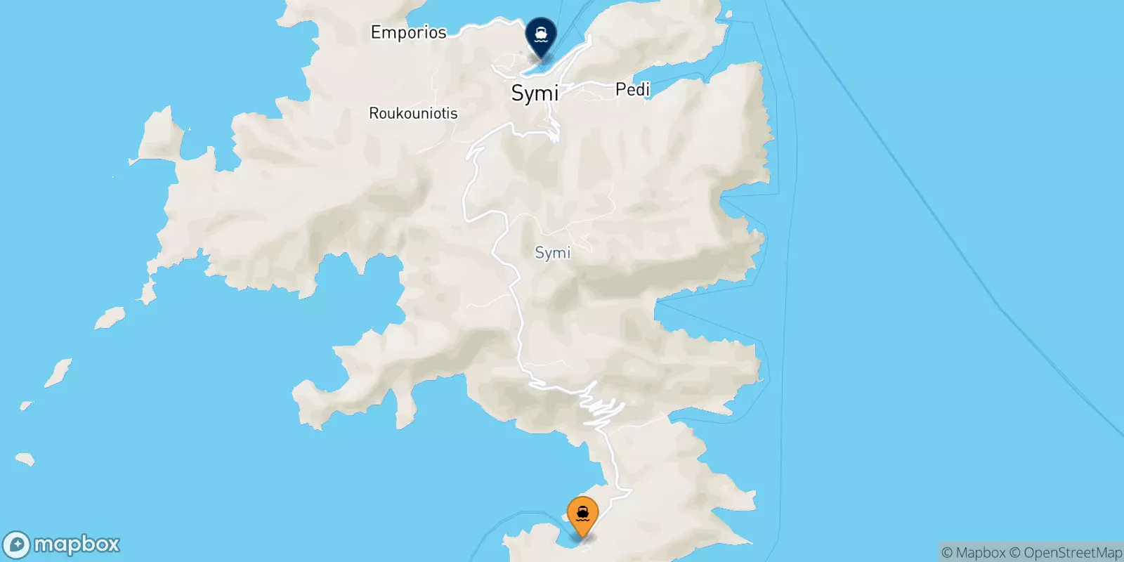 Ferries from Panormitis (Symi) to Symi