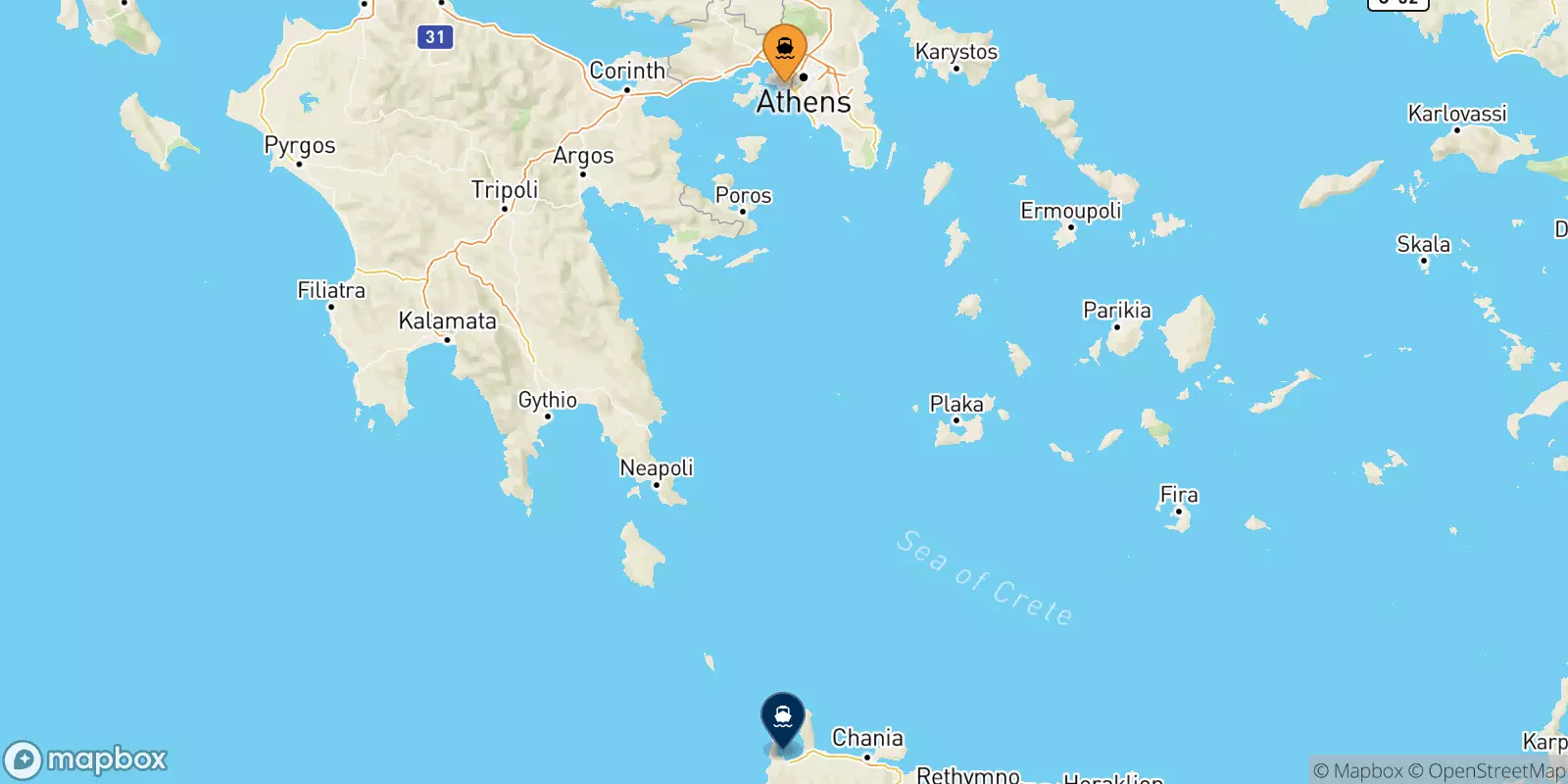 Ferries from Piraeus to Kissamos