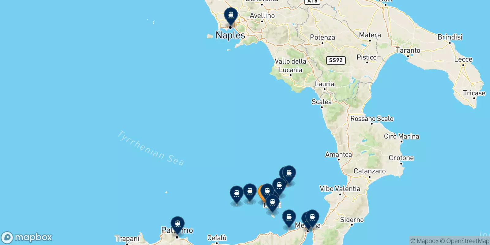 Ferries from Rinella (Salina) to Italy