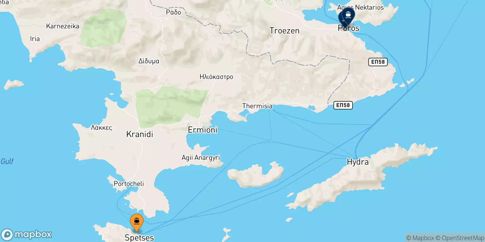 Ferries from Spetses to the Saronic Islands