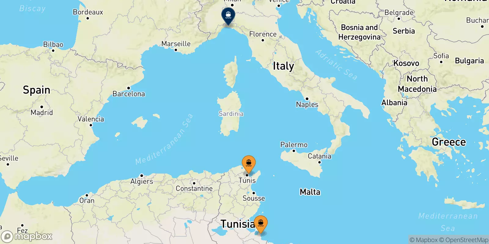 Ferries from Tunisia to Genoa