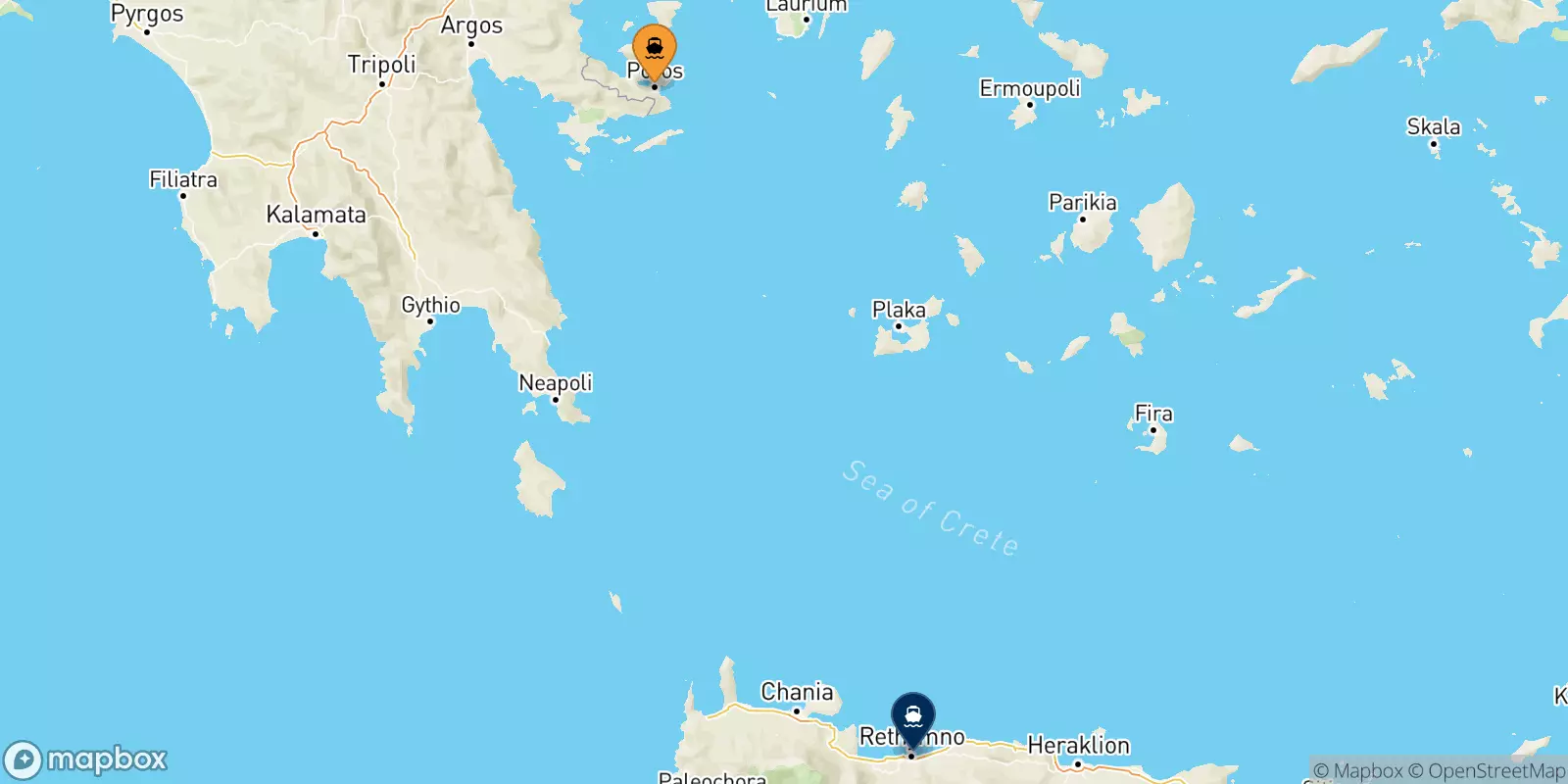 Ferries from Poros to Myli (Agistri)