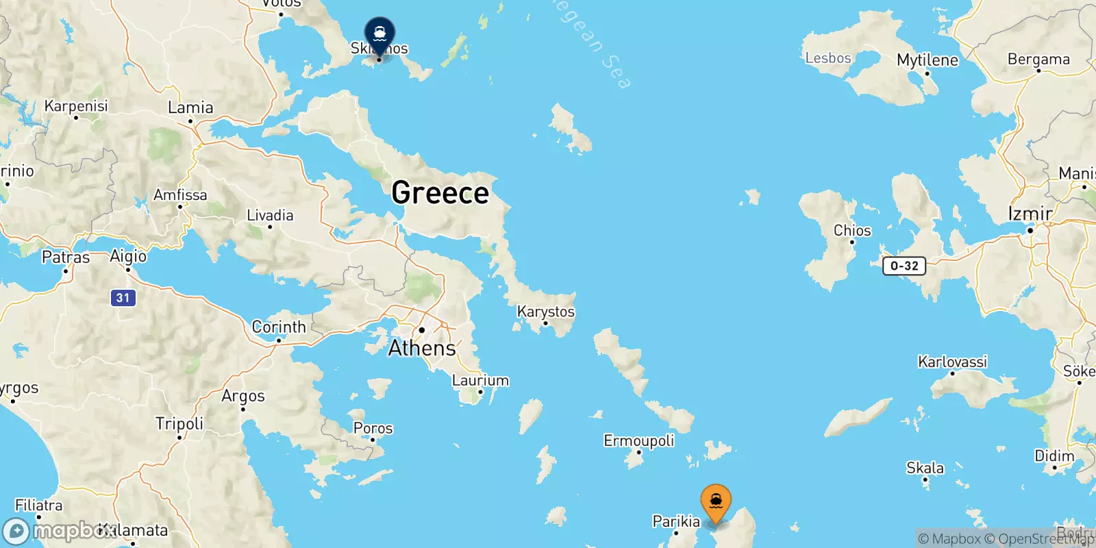 Ferries from Naxos to Skiathos