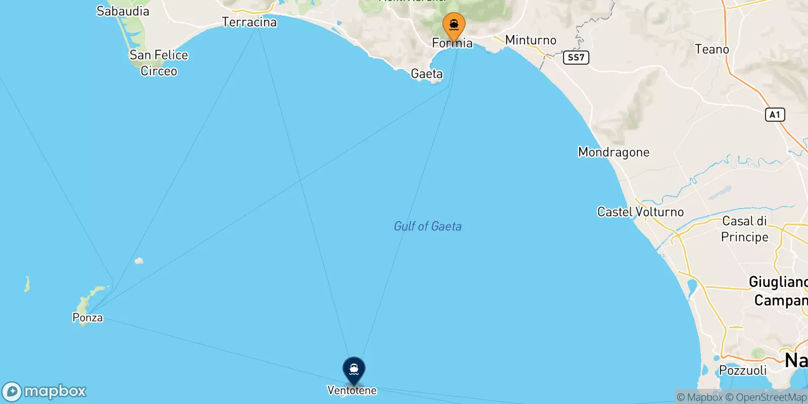 Ferries from Formia to Ventotene