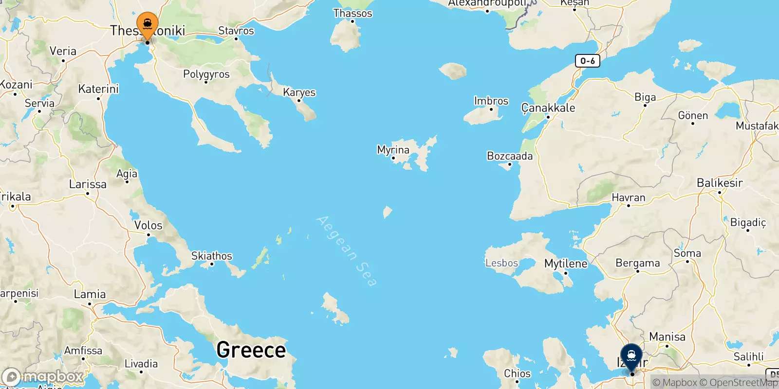 Ferries from Greece to Izmir