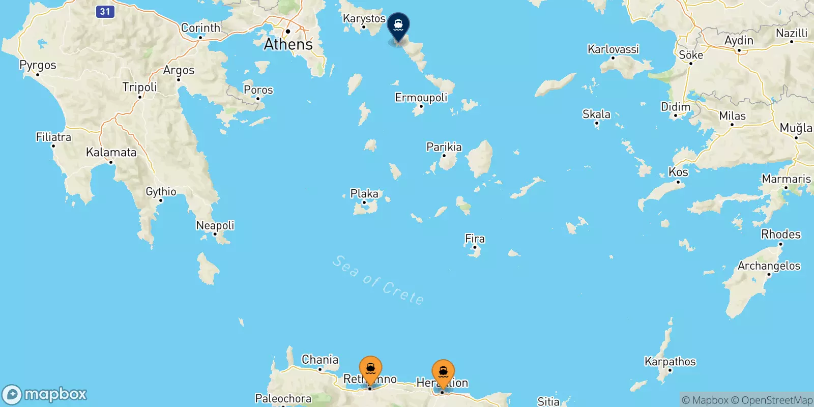 Ferries from Crete to Andros