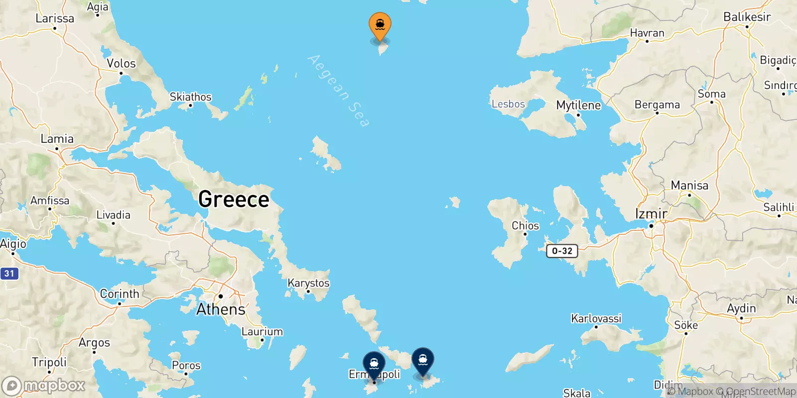 Ferries from Agios Efstratios to the Cyclades Islands