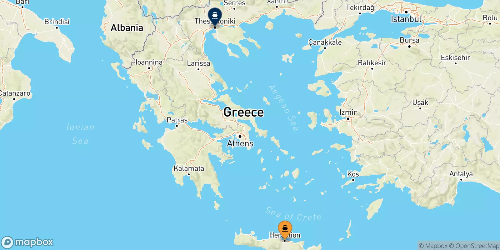 Ferries from Crete to Thessaloniki