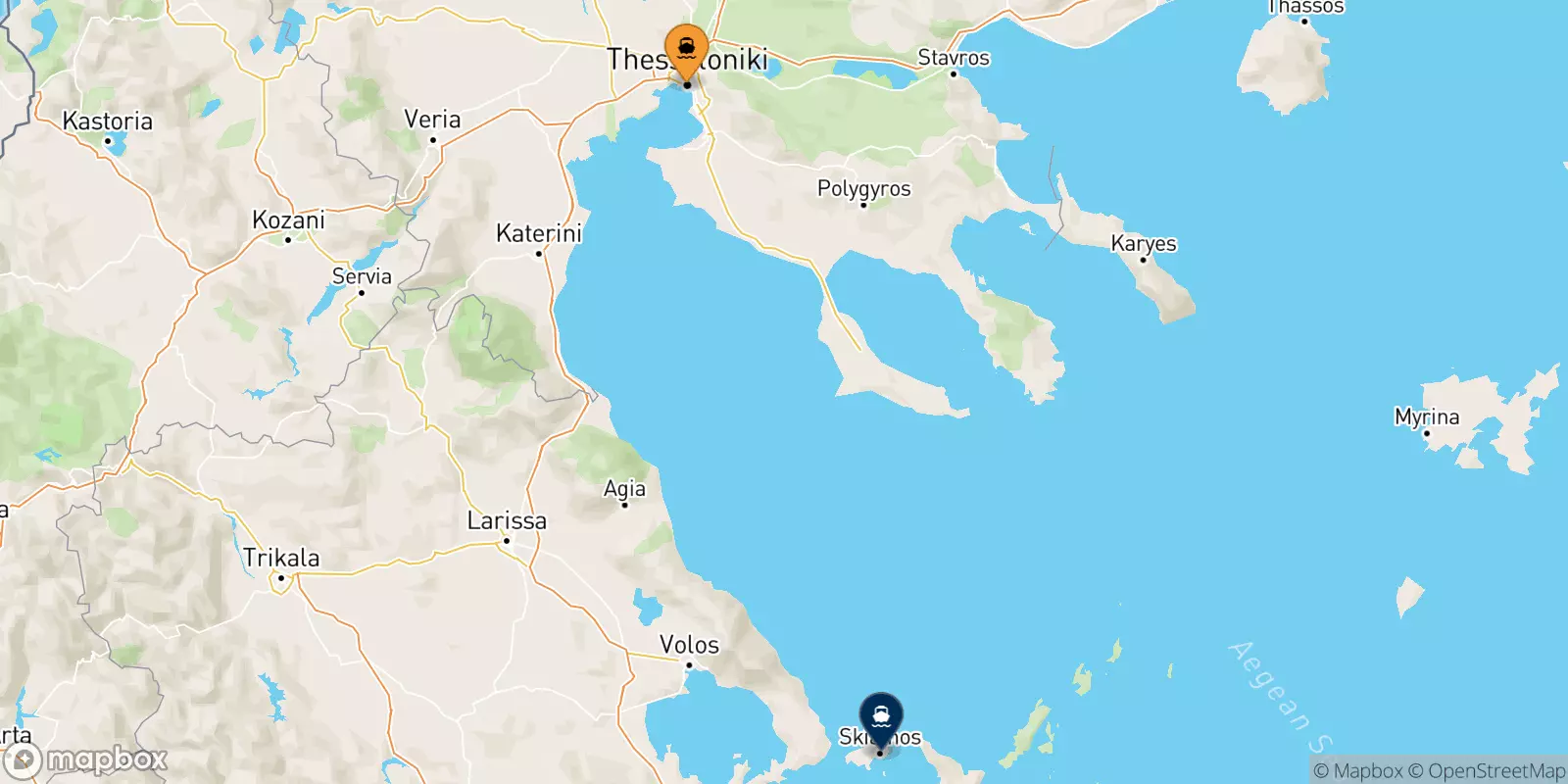 Ferries from Thessaloniki to Skiathos