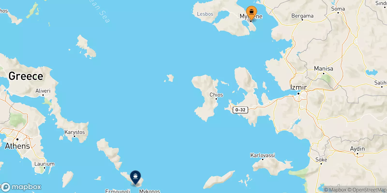 Ferries from Mytilene (Lesvos) to Tinos