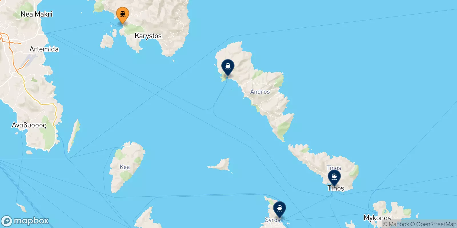 Ferries from Karystos to the Cyclades Islands