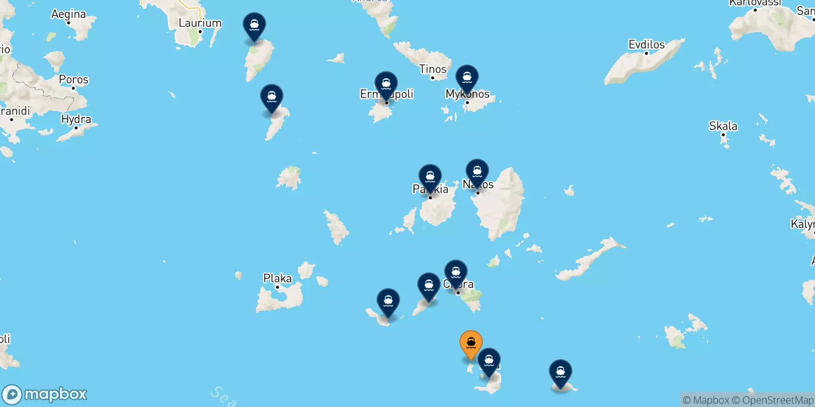 Ferries from Thirassia to the Cyclades Islands